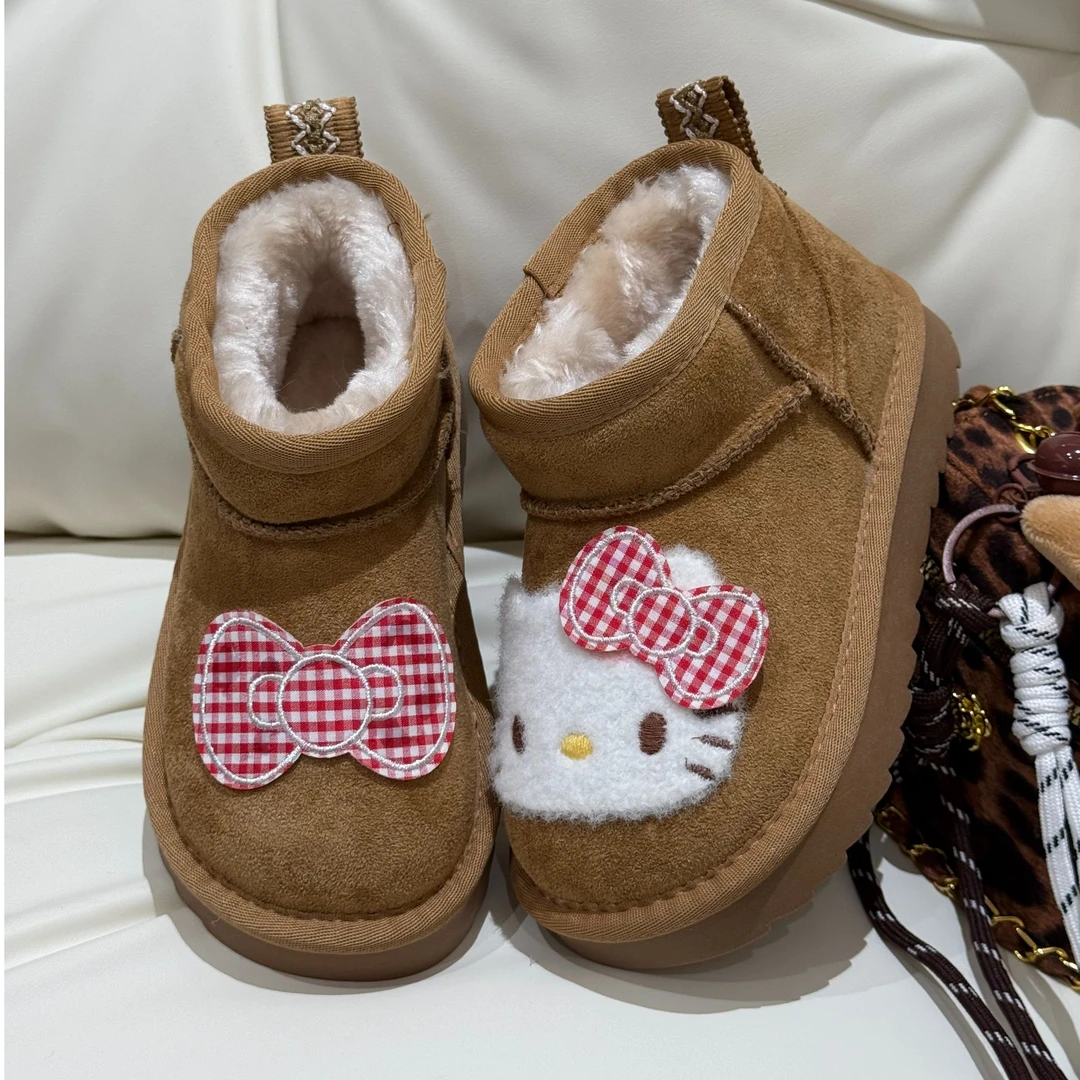 HELLO KITTY 2025冬季儿童宝宝雪地靴保暖毛绒可爱加棉厚底底防滑