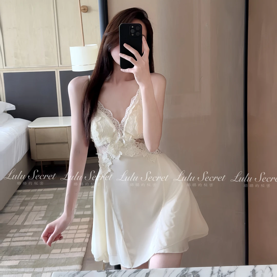 【夏日花序】璐璐的秘密自制轻奢睡衣2025夏季新款蕾丝吊带睡裙