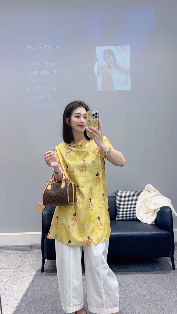 2025【蕾蕾家】夏季新款时尚国风新中式显瘦立领盘扣衬衫短袖上衣