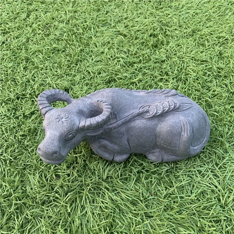 青石摆件石雕卧牛一对天然庭院石头水牛客厅招财石牛小牛摆件