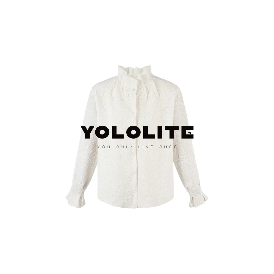 【白芷】3766冬季新款100%羊毛木耳边蕾丝宫廷绣花针织羊毛衫C