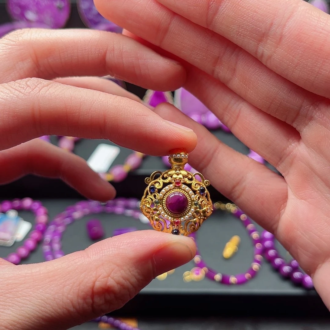 苏纪石（舒俱来）吊坠银S925镀金镶嵌洪*金