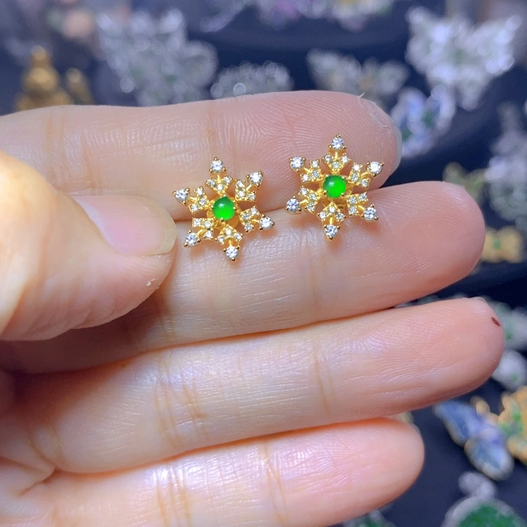 翡翠银S925镶嵌吊坠(不含链)天然资源