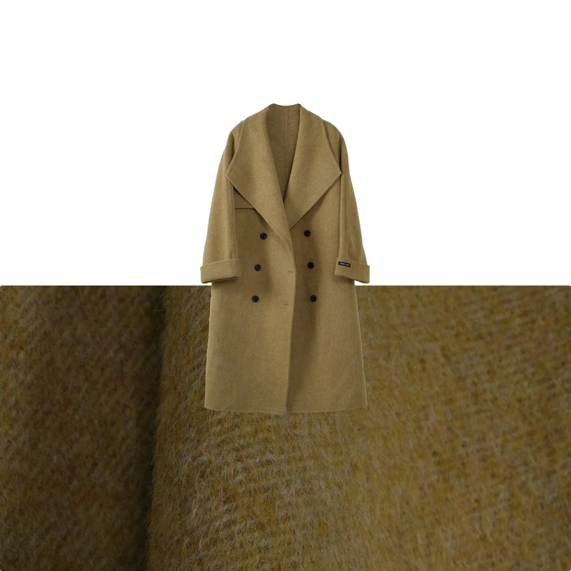 FOAV秋冬韩版时尚气质型百搭长短款双面羊毛休闲大衣中长款羊绒