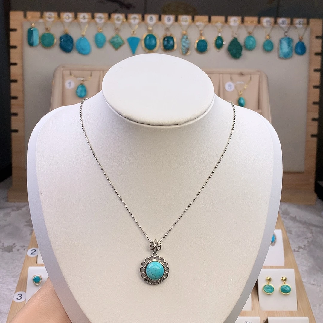 绿松石银S925镶嵌颈饰