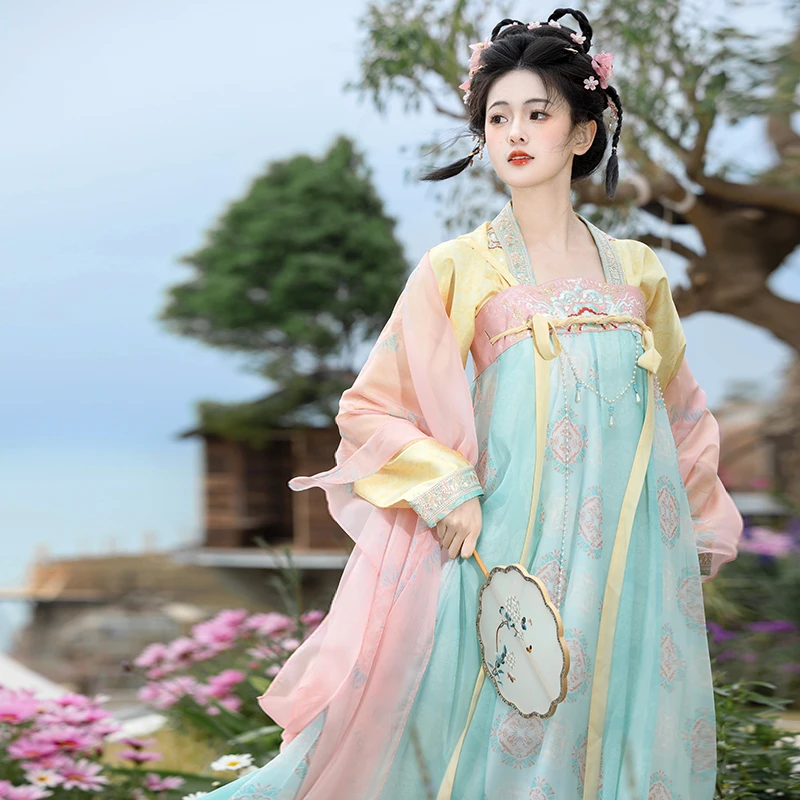 重回汉唐 乐宜 新品原创唐制齐胸套装日常轻汉服女款夏款