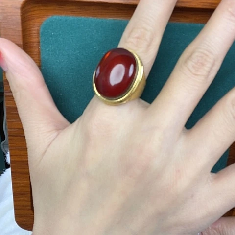 血珀戒指银S925镶嵌戒指