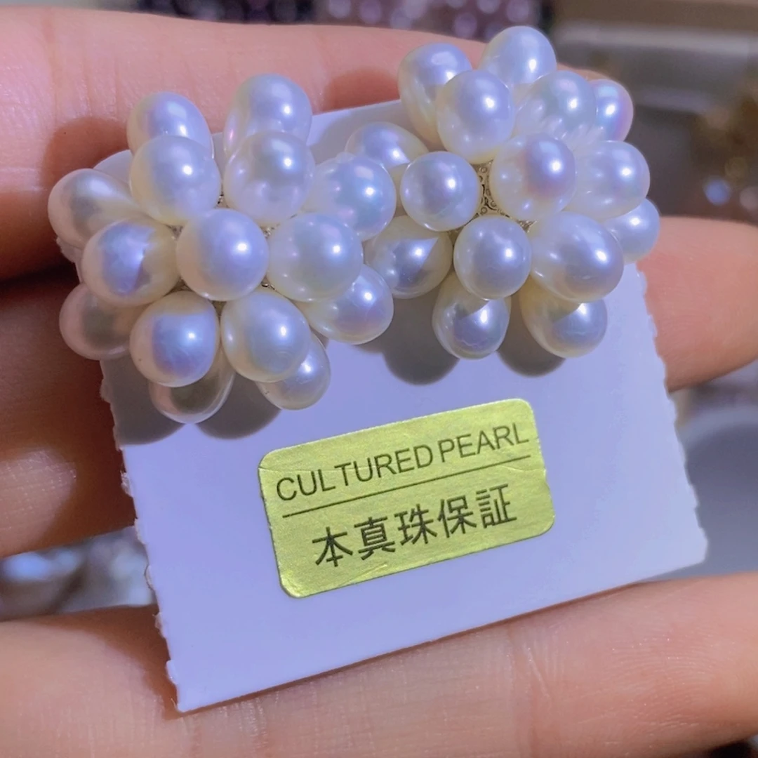 淡水珍珠银S925镶嵌天然淡水珍珠