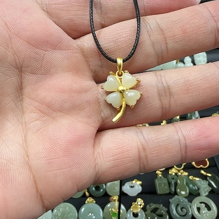 和田玉吊坠(不含链)银S925镶嵌