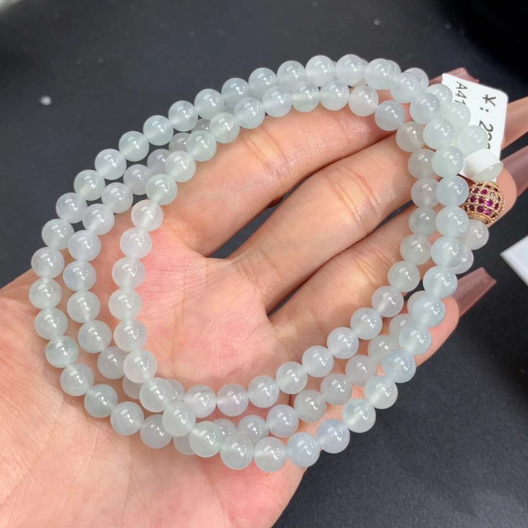 翡翠手链未镶嵌卡6冰胶淡蓝项链