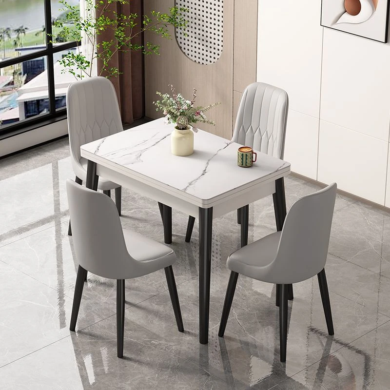 可折叠式伸缩钢化玻璃实木餐桌椅组合小户型家用新款吃饭桌长方形