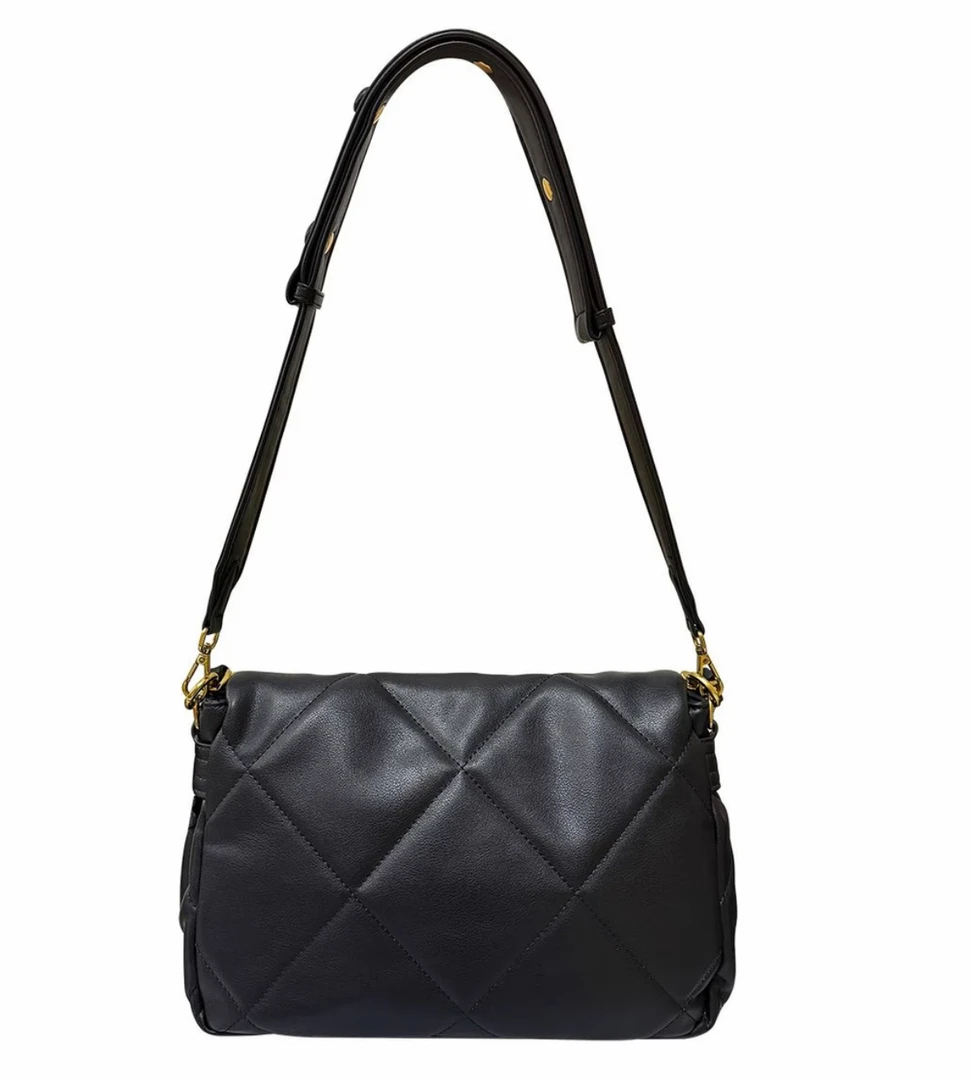 文艺风单根轻奢风拉链做旧单肩包经典百搭流浪包单肩C017-黑