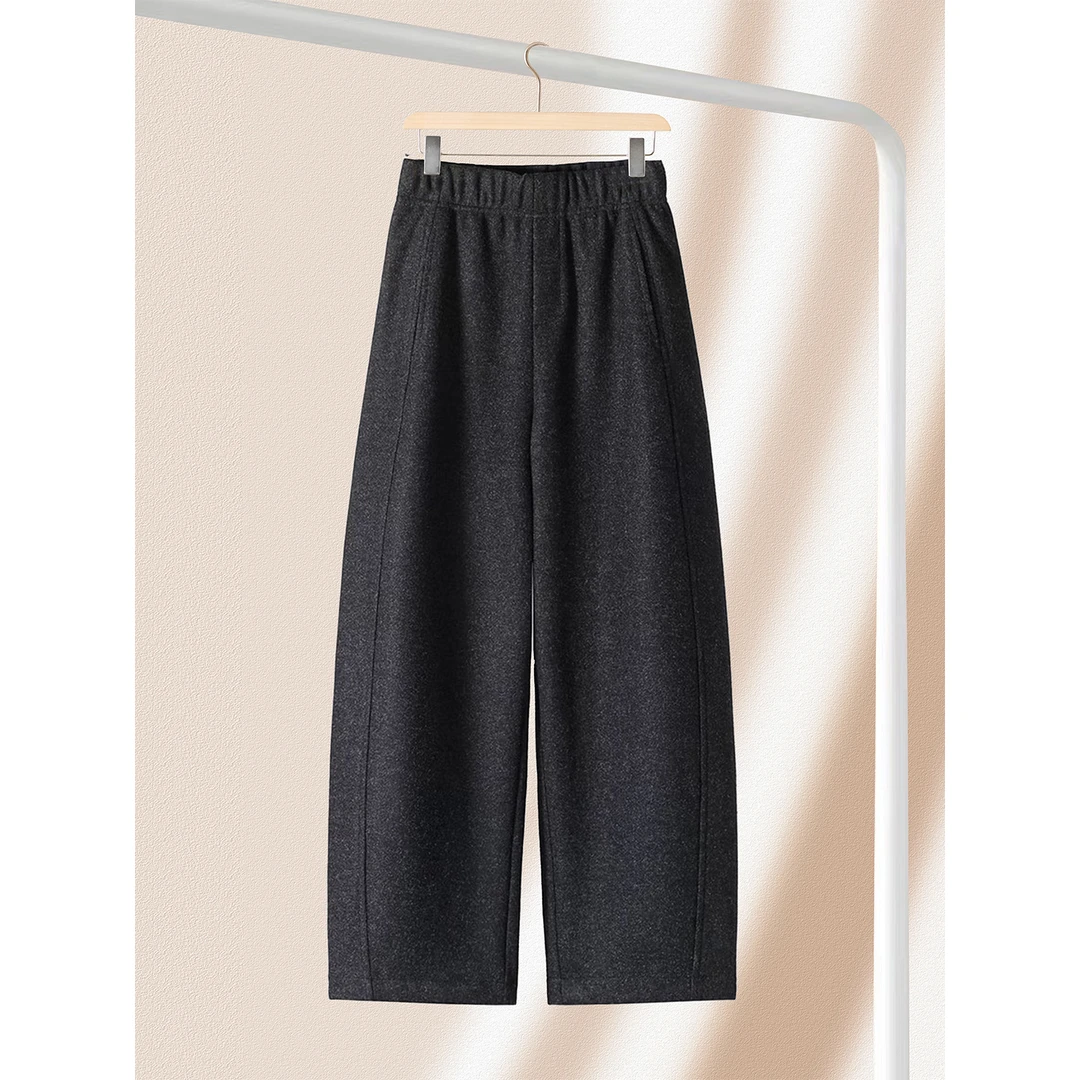 深灰色弯刀裤女2025新款秋冬加绒休闲裤高腰宽松显瘦垂感哈伦裤子