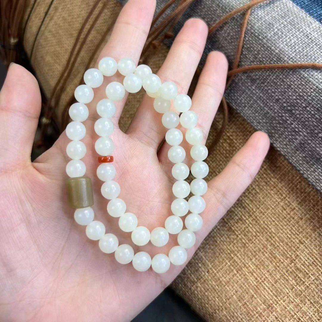 和田玉白玉双圈手串