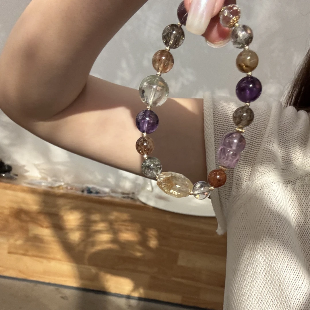925银手链 黑晶超紫多宝设计款