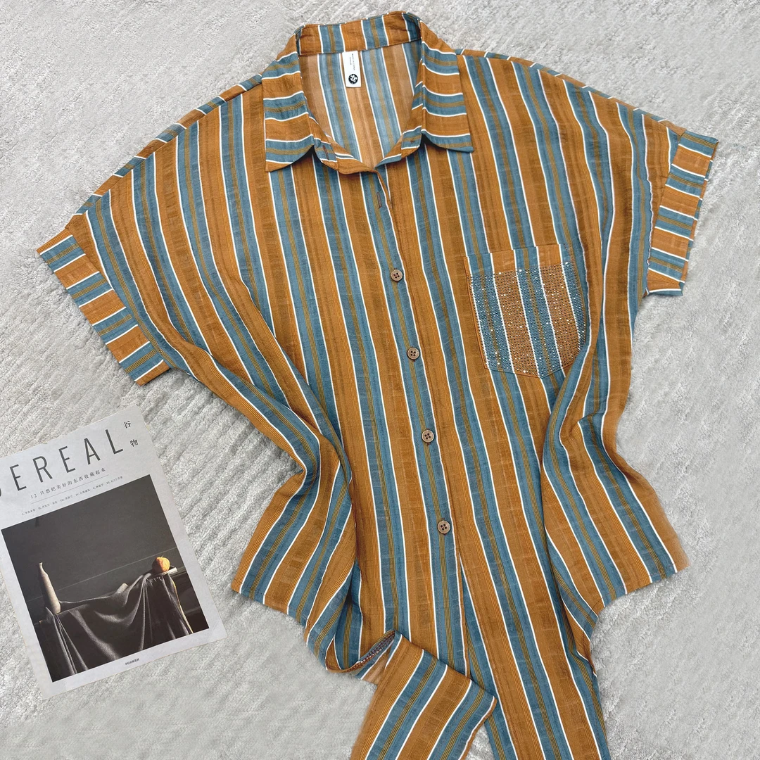 2025夏季新品时尚百搭修身显瘦休闲个性POLO领女士短袖上衣8022