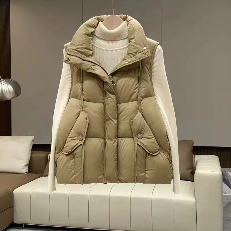 飘带马甲网红短款时尚百搭宽松马夹韩版秋冬羽绒马甲立领冬季