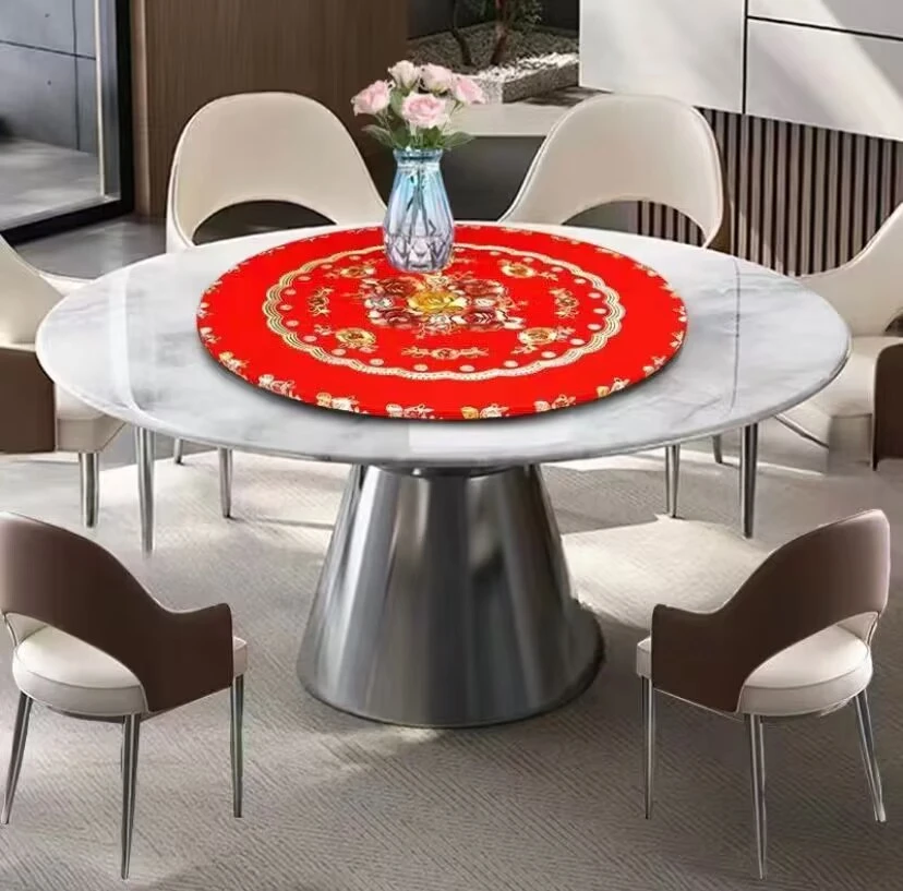 加厚喜庆转盘套圆形桌布防水防油防烫免洗家用酒店PVC圆桌餐桌布