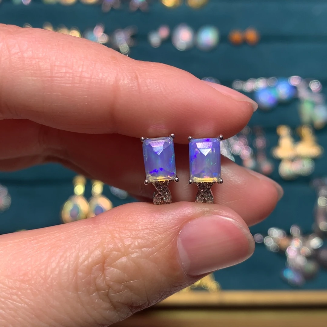 银S925镶嵌欧泊耳钉款式