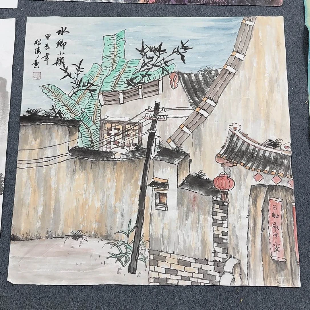 国画尺寸70X70手绘作品