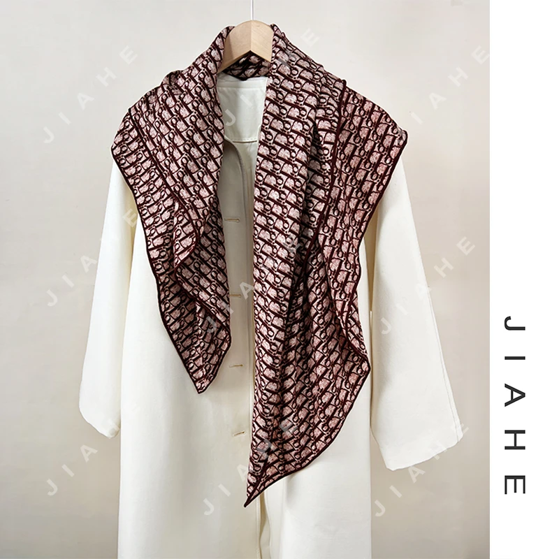 加禾【D字母】重磅新款 丝毛女士围巾披肩丝巾100*100