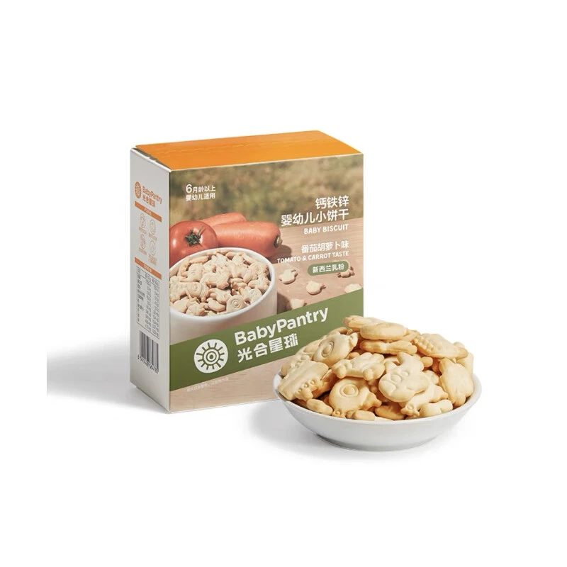 光合星球 宝宝零食 钙铁锌婴幼儿小饼干 番茄胡萝卜味 80g