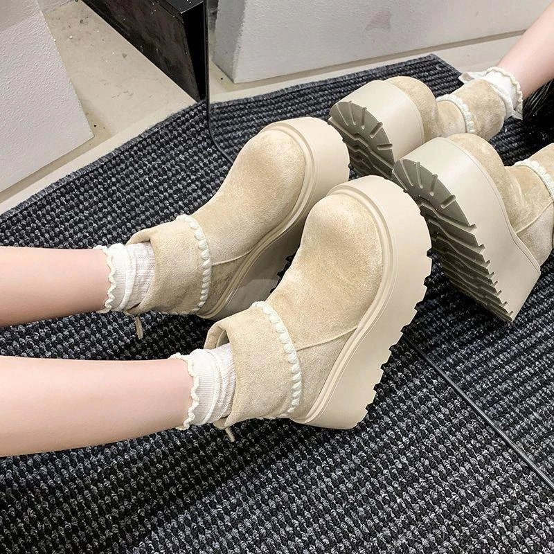 复古厚底增高小个子百搭显瘦短靴子女2025秋冬季新款时尚马丁靴女