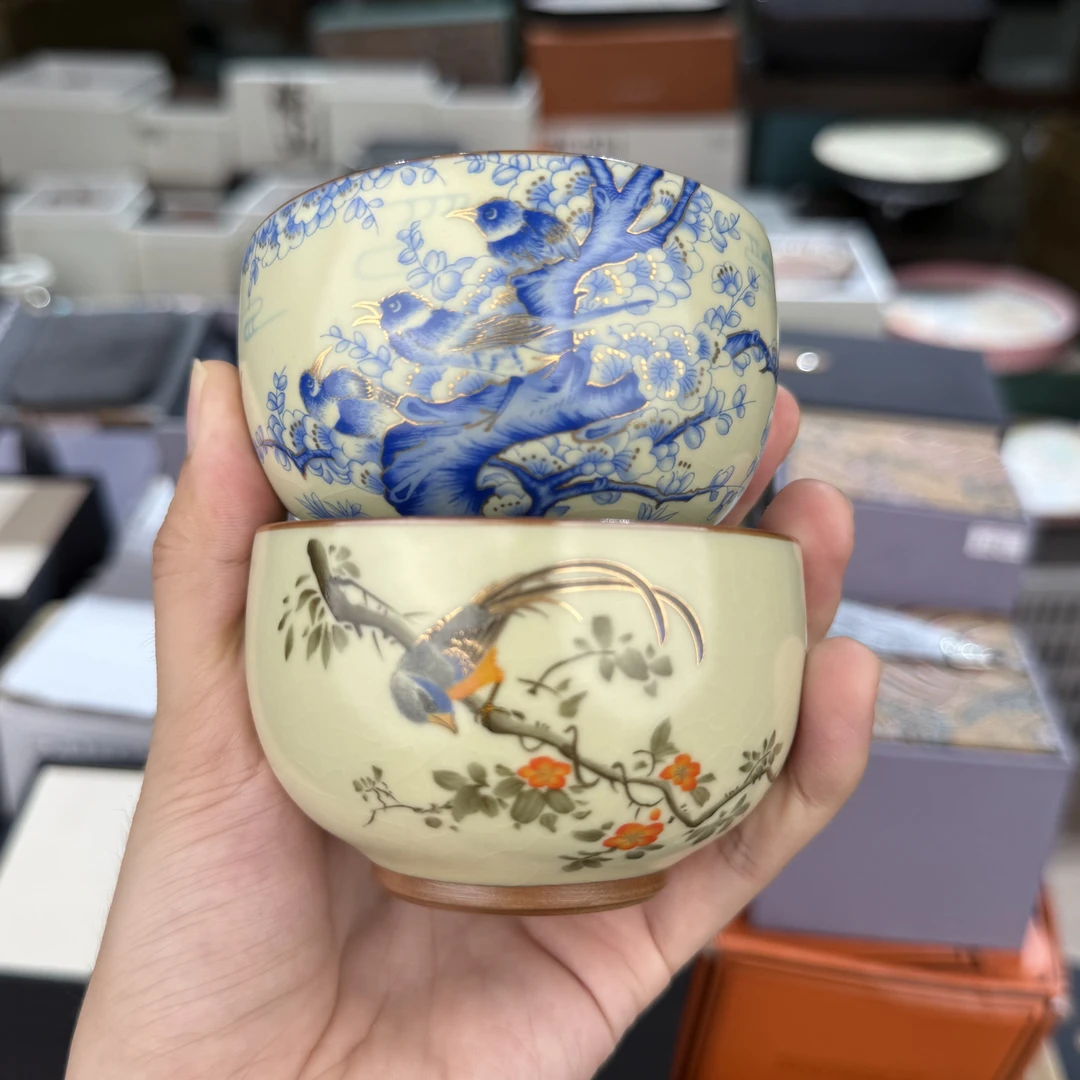 2店【闪购商品】汝窑喜鹊千里江山对杯xl012