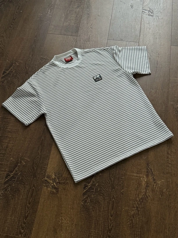 【叁伍】原创重磅白格条纹短袖