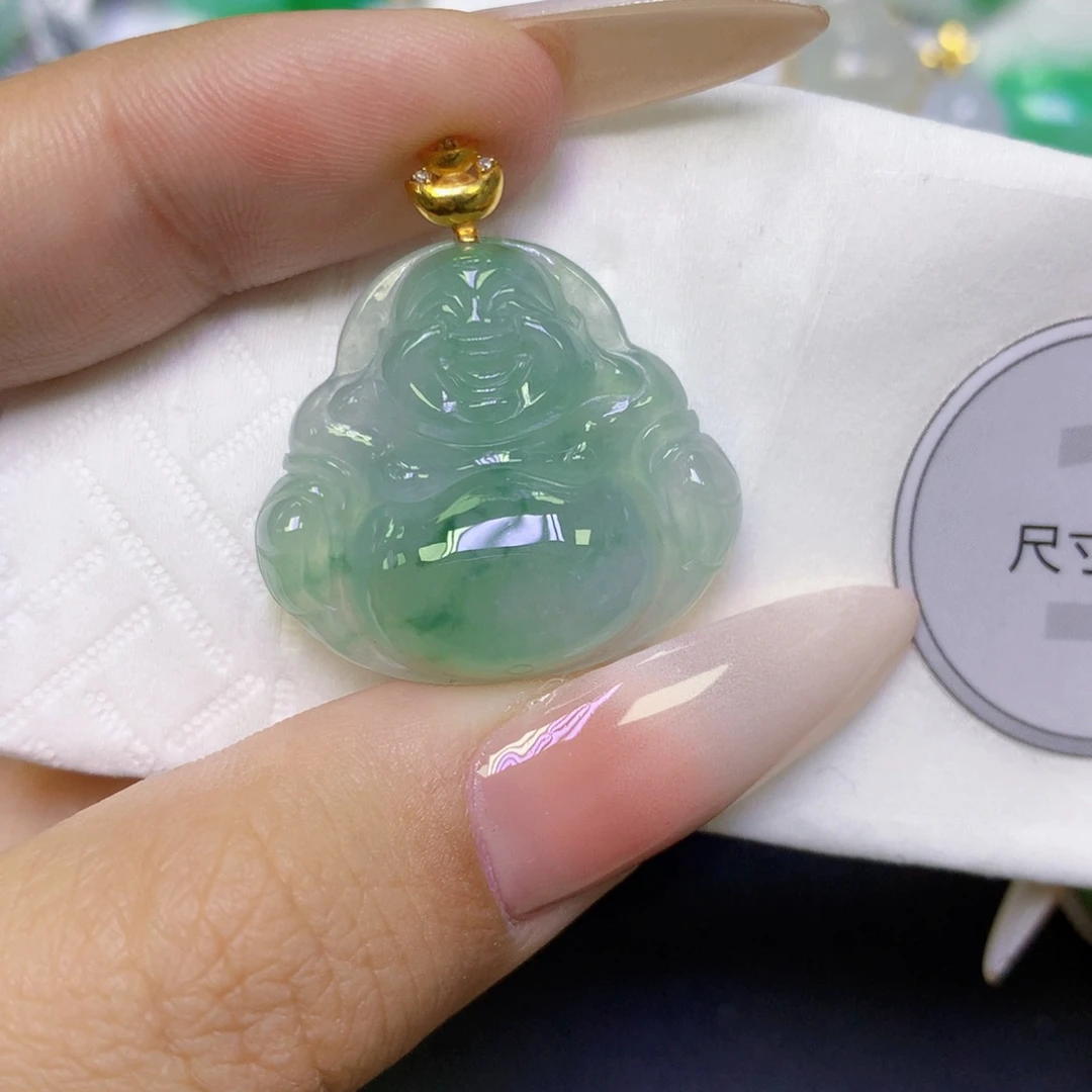 翡翠18K金镶嵌颈饰天然缅甸翡翠a货百元以上9元证书费自理