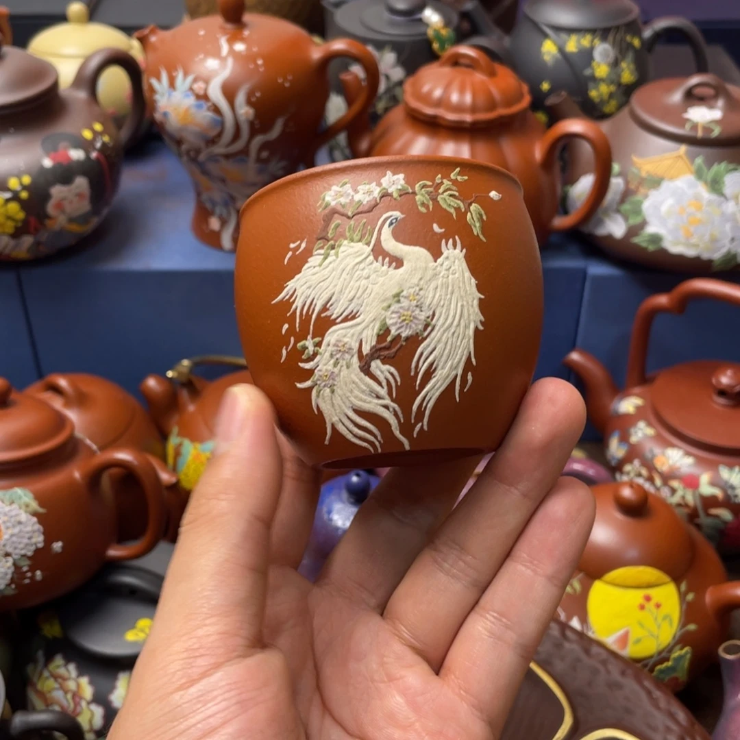 紫泥茶杯紫砂主人杯150cc