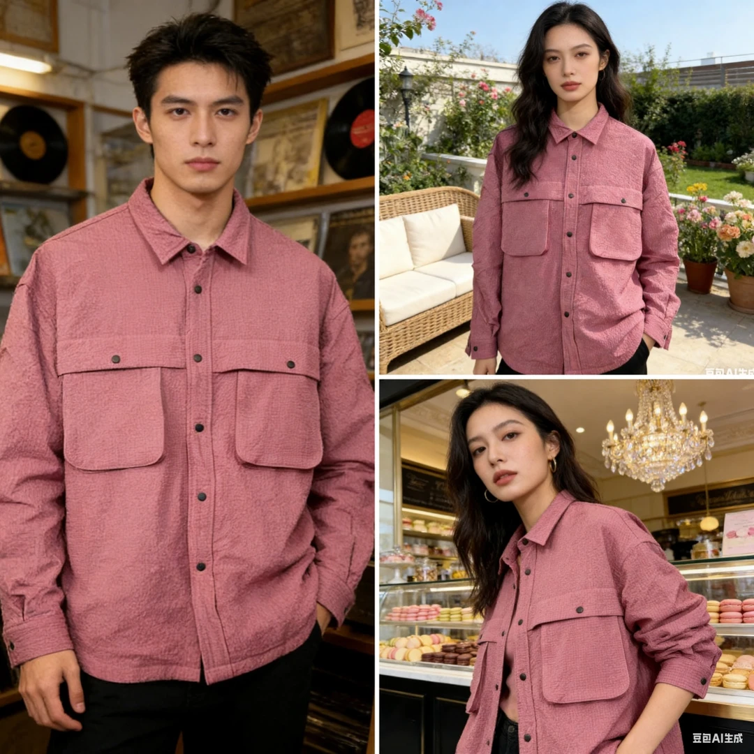 运动风长袖衬衫秋冬男百搭宽松时尚HJ-349