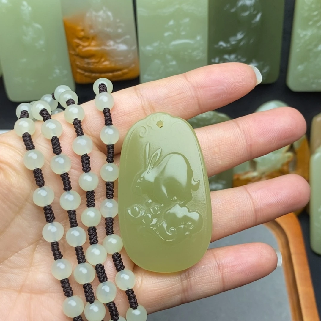 盆景石方解石玉生肖兔