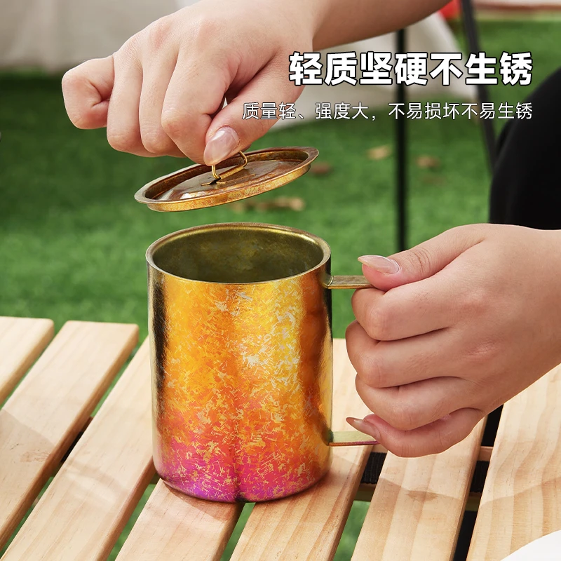 纯钛双层马克杯防烫茶杯咖啡杯办公室喝茶家用户外喝水带盖杯子