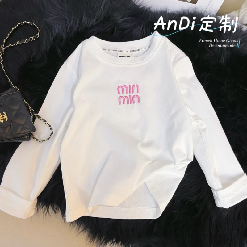 〖ANDI〗订制春季新款中大童休闲字母百搭打底衫3473