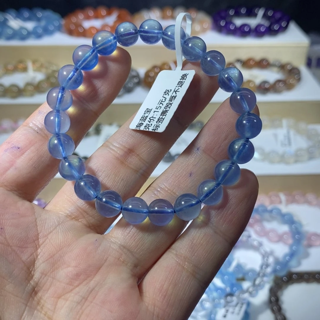 水晶手链未镶嵌海蓝宝8mm