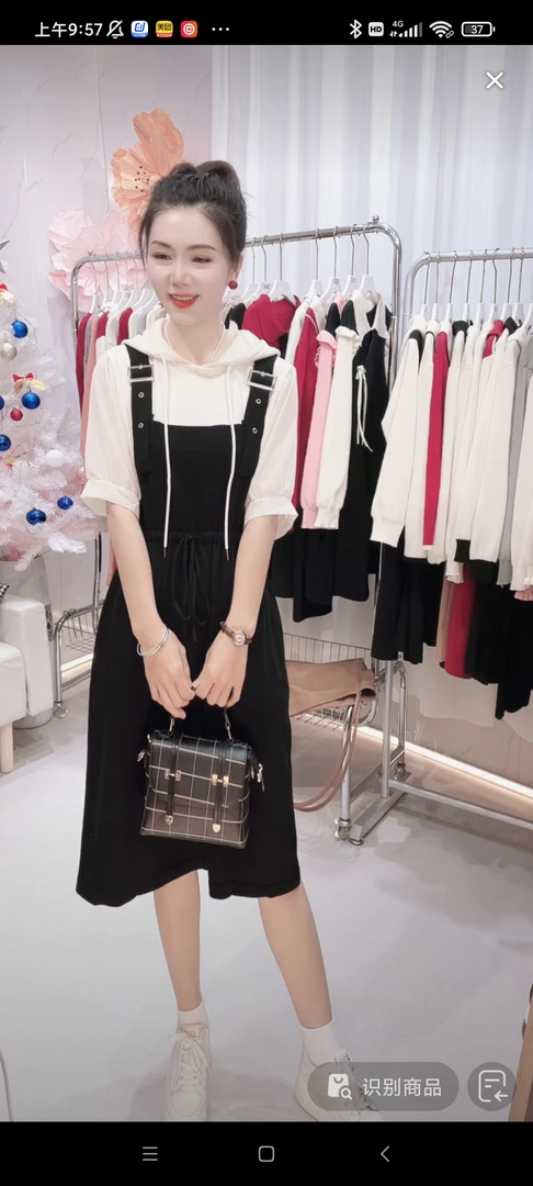 【编码566】夏季法式复古显瘦气质翻袖口袋凉快设计感连衣裙