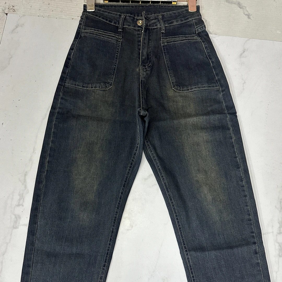 3318中腰不贴腿微喇牛仔裤女宽松显瘦复古