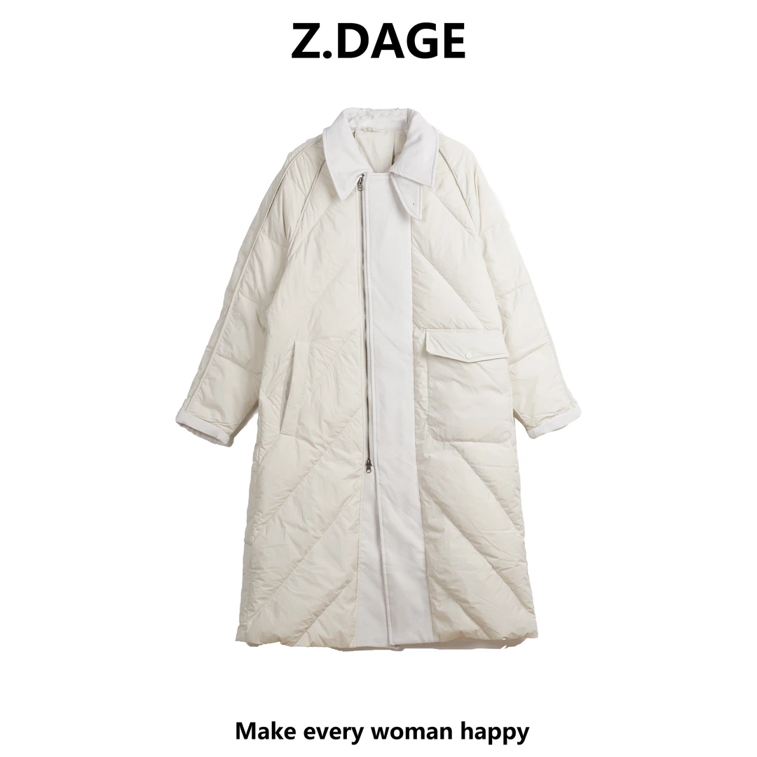 Z.DAGE“偏爱”白鸭绒长款外套女冬季时尚休闲显瘦羽绒服-5819