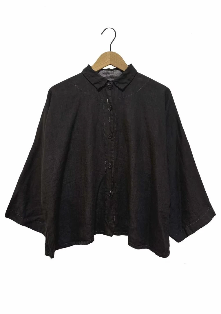 山山家-左岸迷香【衬衫】Z25SS1028亚麻宽松纯色春夏百搭衬衣国潮