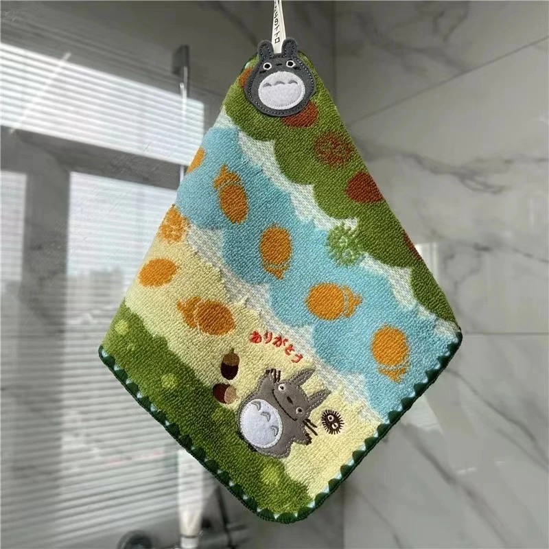 Z284 无念棉提花割绒刺绣挂绳小方巾-25*25