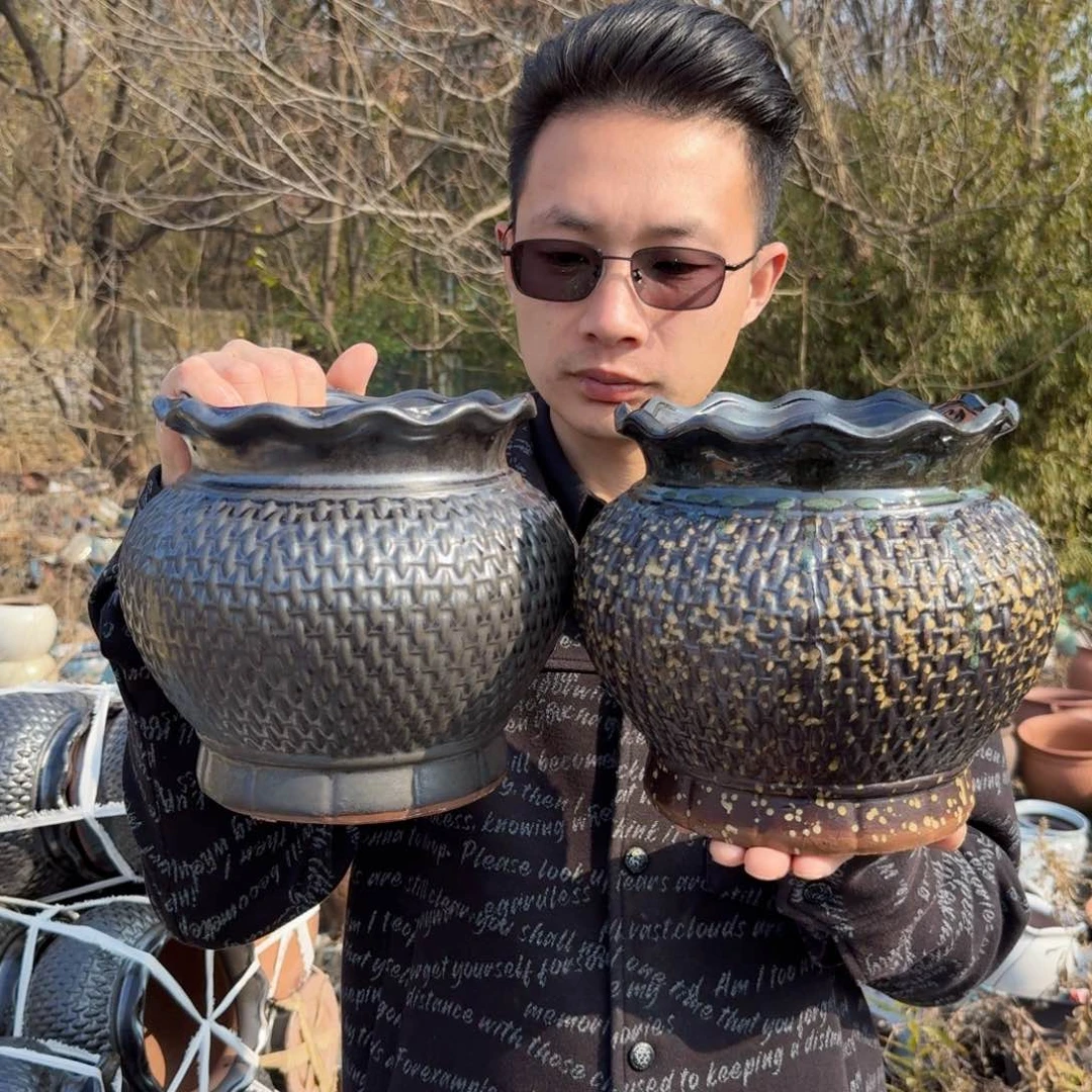 紫砂花盆口18高20（两个柴烧高货！！！
