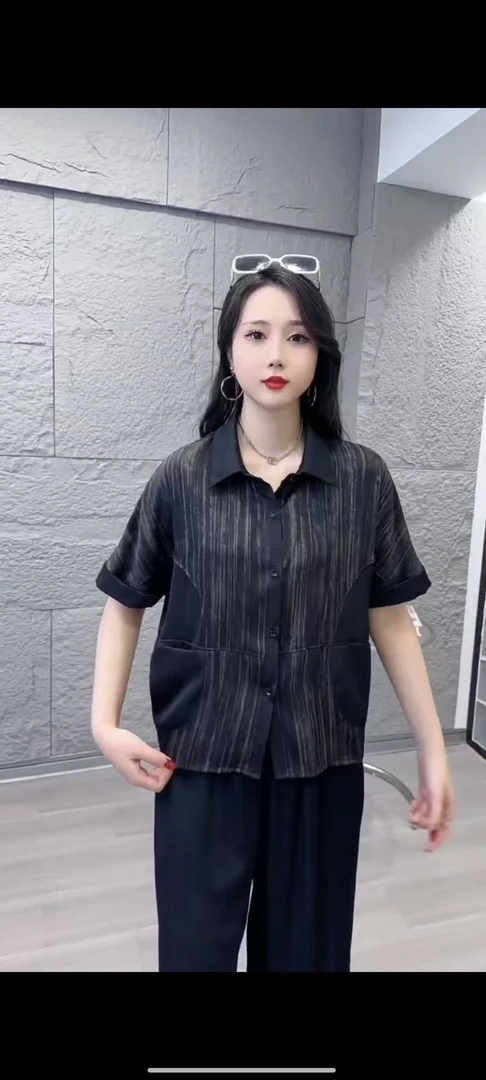 时尚高级感洋气格子上衣女2025夏季新款宽松时尚衬衫女