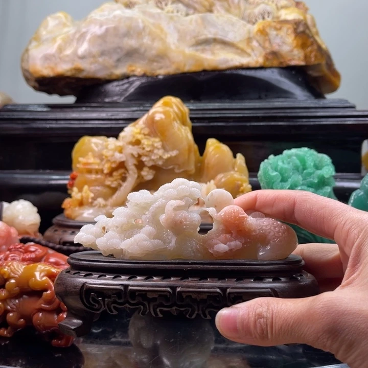 寿山石松鹤延年摆件