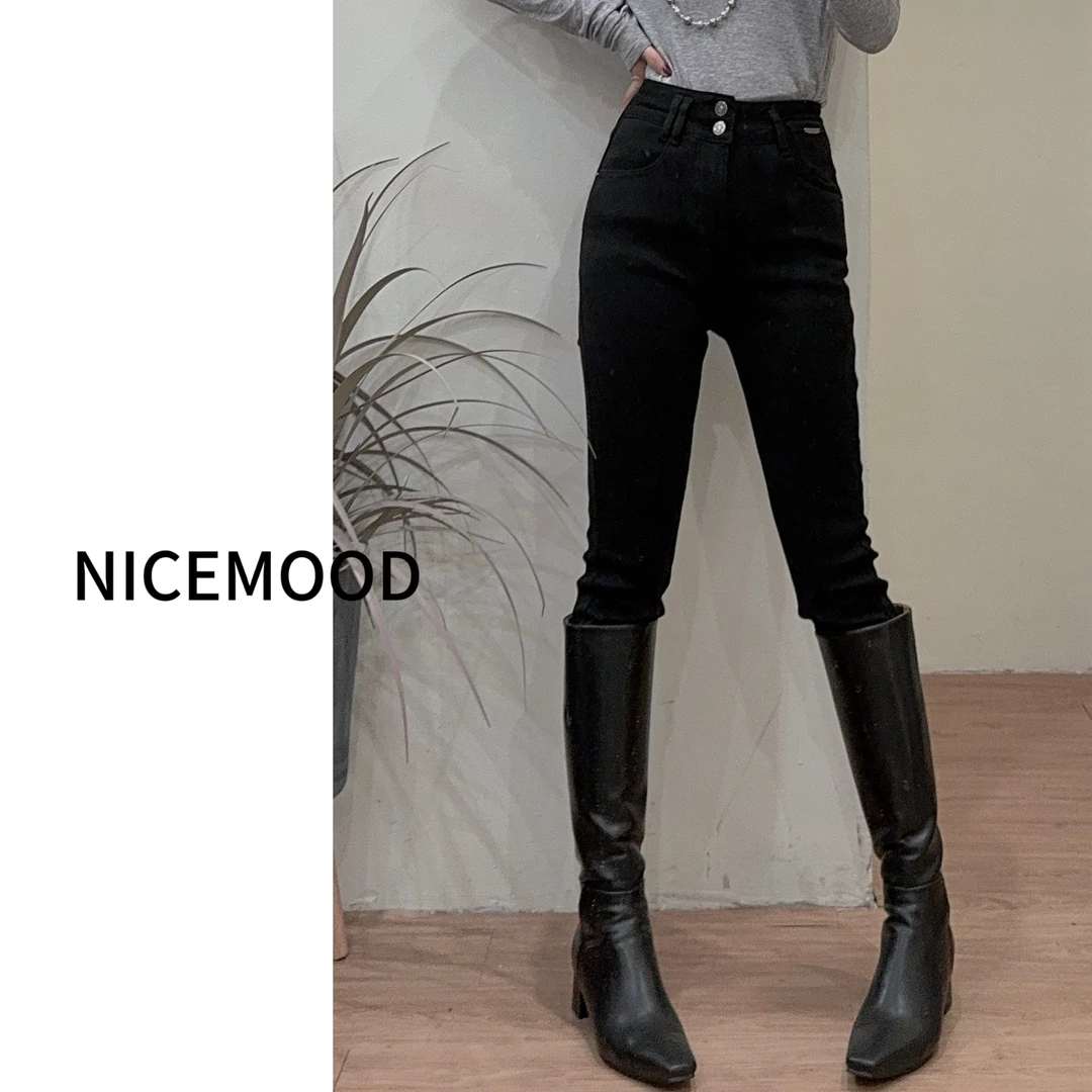 NICE心情 9829 不退换欧版加绒保暖巨星瘦铅笔裤