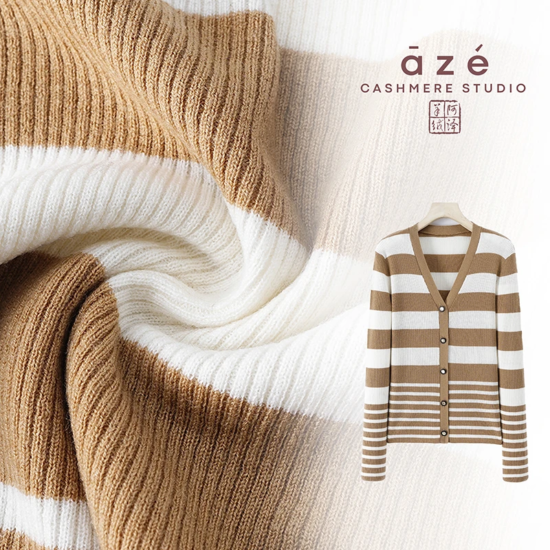 简约横纹V领设计感羊毛衫WH-24096