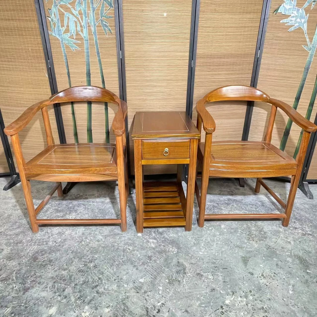怡品鸿怡品鸿【黄檀餐桌茶桌椅三件套】新中式红木椅古简约榫卯结构