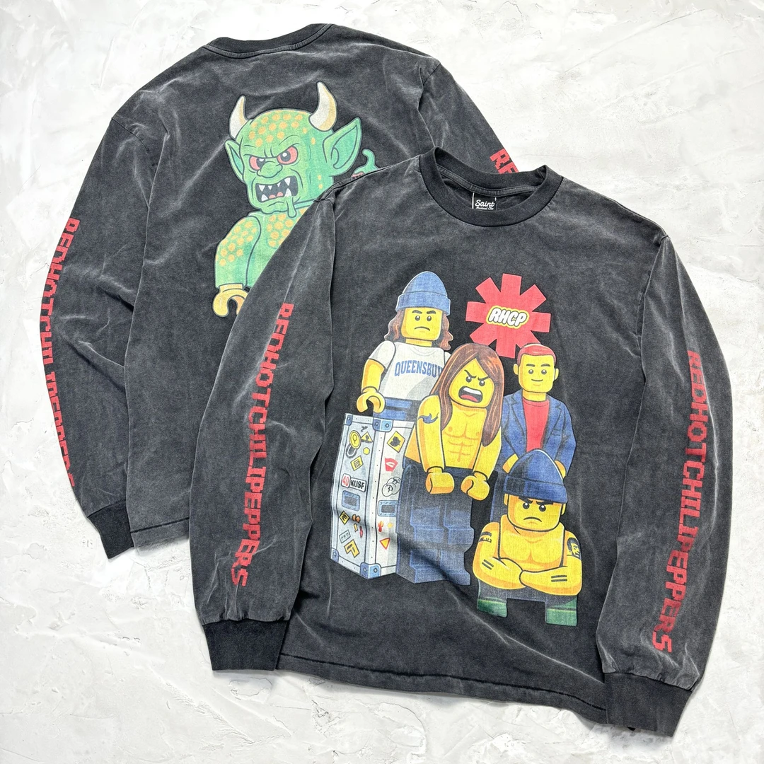 【RHCP红辣椒乐队联名】SAINT联名三方摇滚洗水做旧vintage潮牌长袖