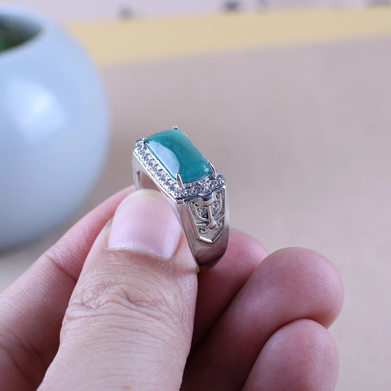 天然翡翠A货马鞍戒指男女款指环玉石戒指玉戒玉器情侣戒圈礼物