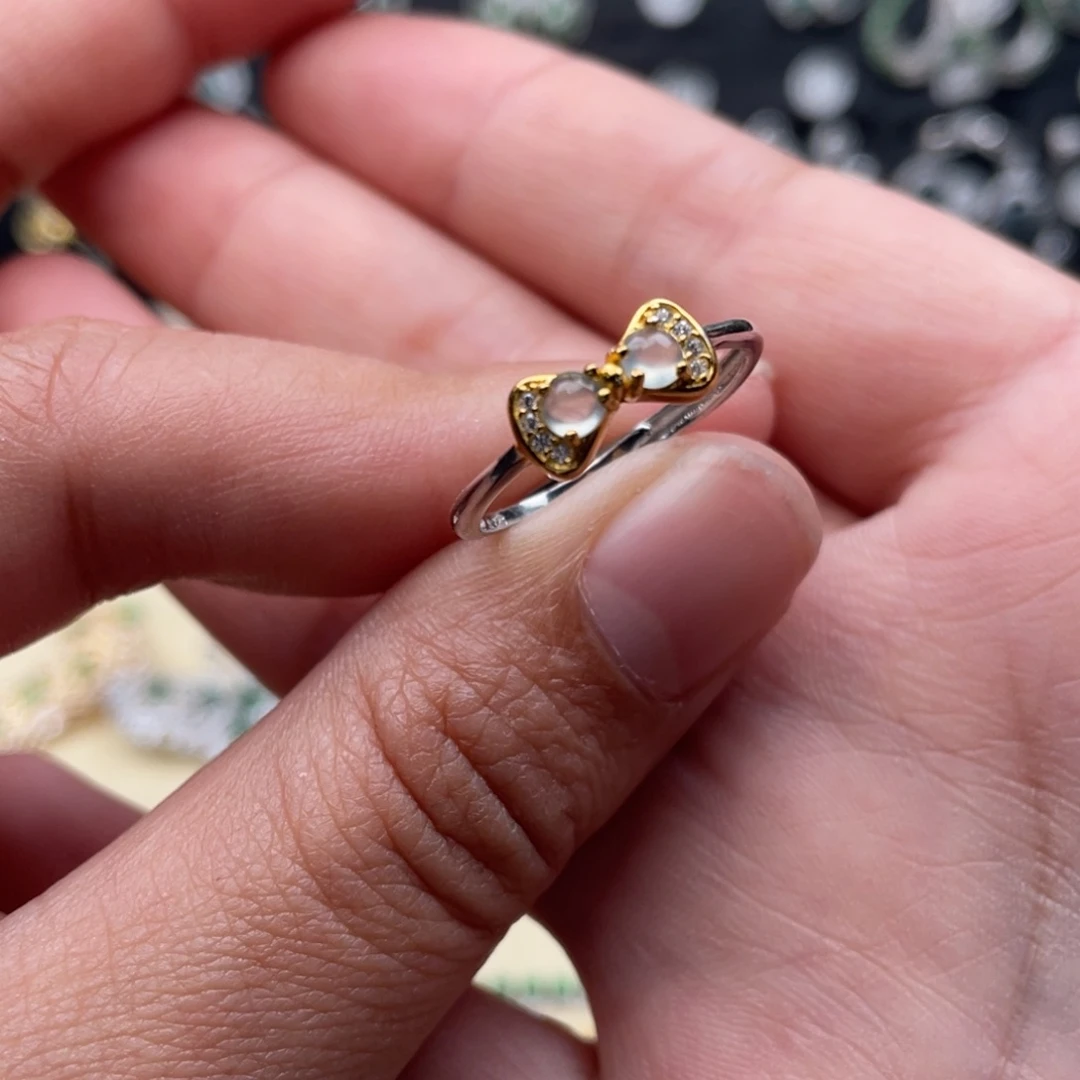 翡翠戒指银S925镶嵌戒指